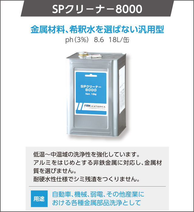 SPクリーナー8000　金属材料、希釈水を選ばない汎用型